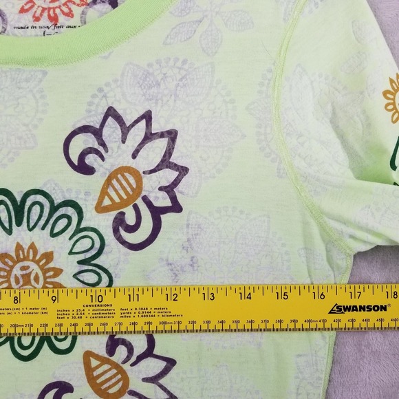 Free People Top Women L Green Burnout Floral Printed Lounge Long Sleeve Boho Tee - Picture 4 of 10